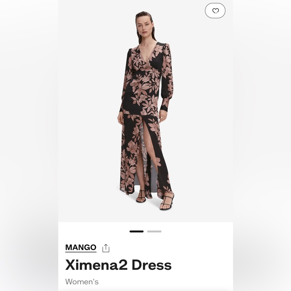 Mango Ximena2 Dress black and copper floral Sz8 never worn